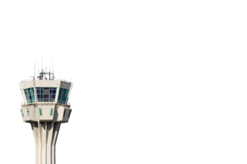 Air traffic control tower png format. Airport control tower on transparent background. Aviation idea concept.