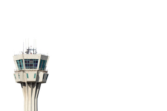 Air traffic control tower png format. Airport control tower on transparent background. Aviation idea concept.