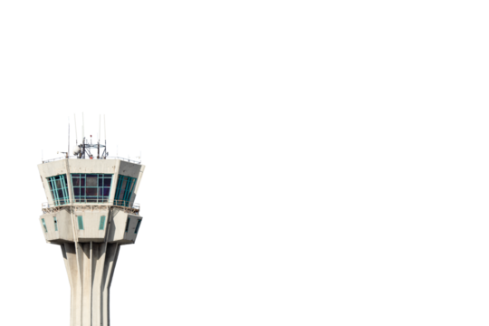 Air traffic control tower png format. Airport control tower on transparent background. Aviation idea concept.