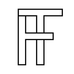 Logo sign tf ft icon, double letters logotype t f