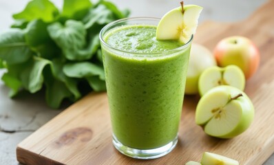 Fresh green smoothie with apples and spinach