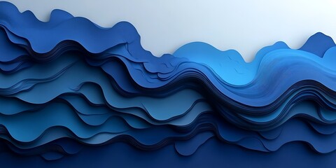 Abstract blue wave layers; ocean texture; design background; website banner