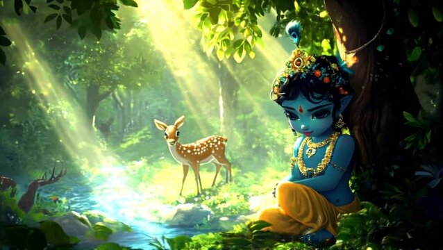 Little Krishna in the Enchanted Forest