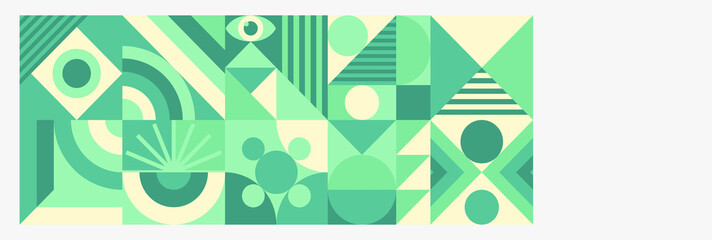 Green geometry flyer bauhaus minimal 20s style