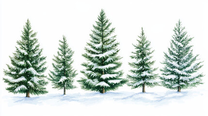 Set of new year pines for christmas holiday design. Vector version also available in gallery