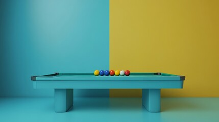Minimalist background with billiard game theme with table and balls, minimalist and aesthetic background for sports, games, education and other themes