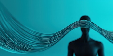 financial success income mindset concept. Abstract digital art featuring a silhouette and flowing lines.