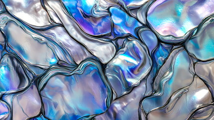 Iridescent mother of pearl surface creating abstract colorful pattern