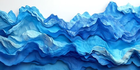 Obraz premium Abstract blue waves, textured fabric art, white background, design element