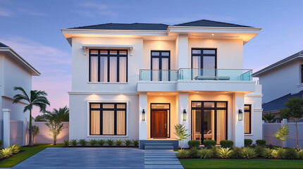 Fototapeta premium Newly Constructed House with Modern Architecture – Generative AI