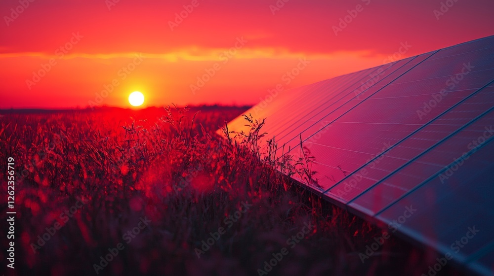 Poster AI-powered solar tracking system optimizing panel efficiency, futuristic energy management, clean power innovation, stock photo with side copy space.