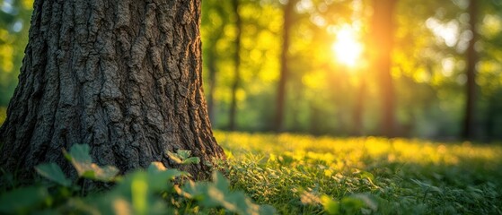 Obraz premium Tranquil Meditation by a Sturdy Tree During Sunrise