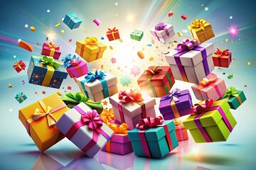 Flying Gift Boxes in the Sky