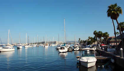 Marina Del Rey is a major boating and water recreation destination, cinematic. with white shades