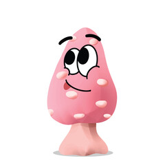 happy mushroom mascot illustration for design. cute and playful concept.  wild, food, nature, forest, edible, and fungi themes