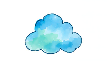 Obraz premium Aesthetic cloud png sticker, watercolor, transparent background, crayon drawing. with white shades