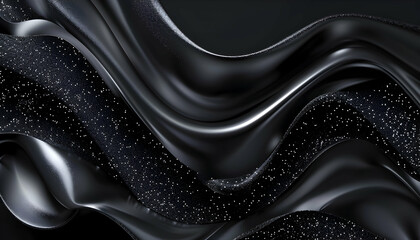 Fototapeta premium Abstract 3D Black Glitter Waves Background