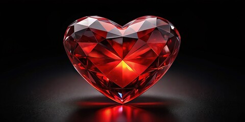 Red Heart-Shaped Gemstone on Black Background