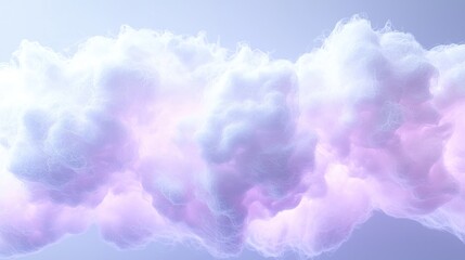 Fototapeta premium Fluffy pastel pink and purple clouds floating in a soft lavender sky.