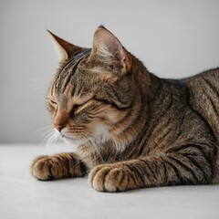 A cat wearing a tiny wizard hat on a white background.