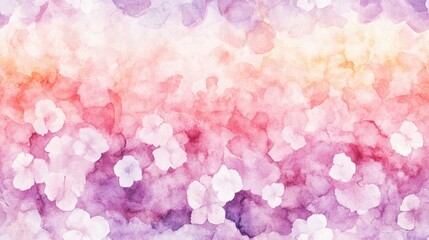 A soft, colorful watercolor background featuring delicate blossoms in shades of pink, purple, and white, creating a serene and dreamy atmosphere.
