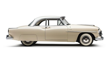 Fototapeta premium A classic vintage car in a side profile view, showcasing its elegant design and curves. isolated on white background