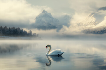 Obraz premium swan in the morning