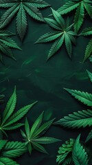 Vibrant Green Cannabis Leaves Background for Natural Wellness Design