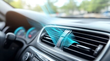 Car air conditioning system providing cool breeze to passengers while driving in warm weather