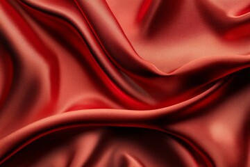 Obraz premium Luxurious red fabric with soft folds in close-up. AI image