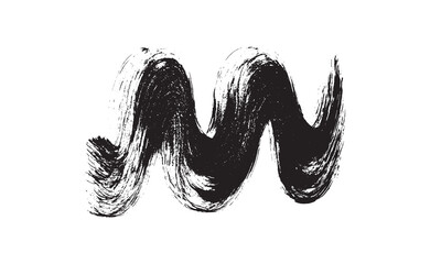 Vector brush stroke, dry brush marks, splashes, doodles, grunge.
 Isolated black and white image on a white background. 
