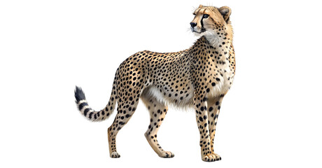leopard in front Cheetah isolated on transparent or white background