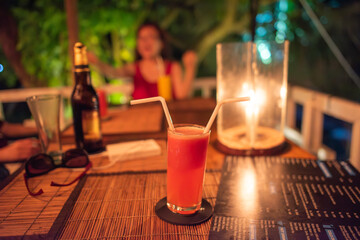 Dinner at a seaside restaurant located in Sri Lanka.