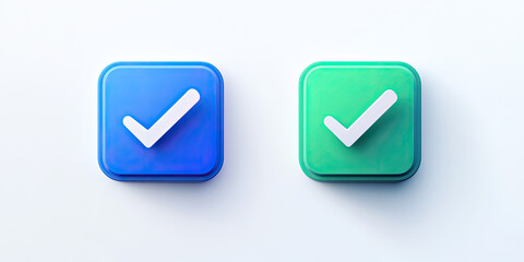 Two Square Check Icons on White Background