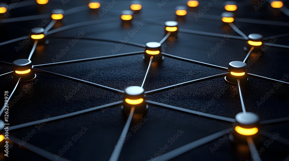 Poster glowing blockchain inspired network of digital currency connections abstract of a futuristic technol