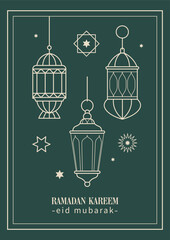 Fototapeta premium Ramadan Kareem Line Art Design