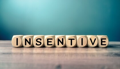 報奨金を意味する英単語のINSENTIVEの文字が書かれた木製のキューブブロック。aiで生成	
