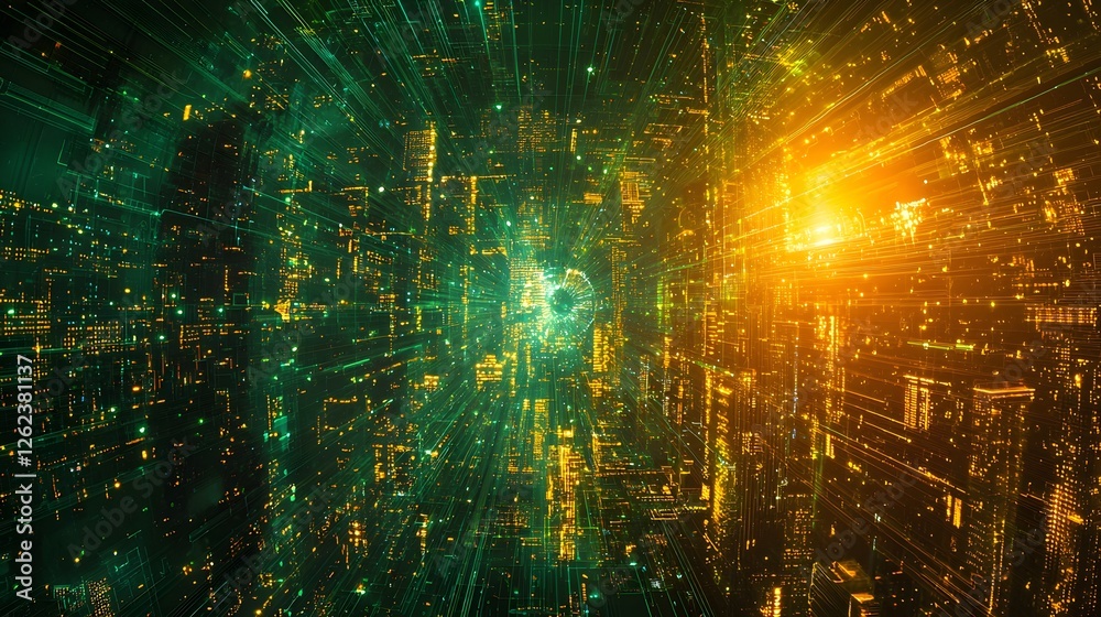 Poster overhead mapping of a futuristic financial system powered by digital currencies showcasing a complex