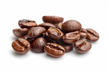 Fototapeta premium Coffee beans on white background. AI image