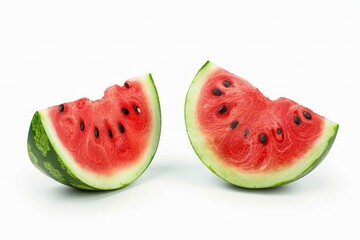 Fresh watermelon slices on white background. AI image