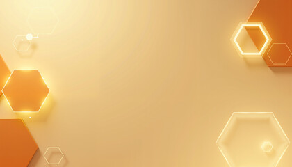 Futuristic abstract background with hexagonal elements, warm ambiance