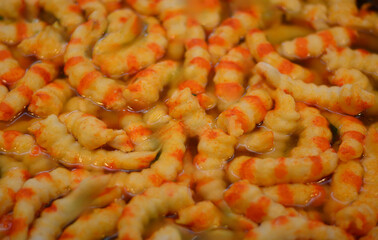 cooked and cleaned prawn tails ready to be devoured
