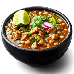 Hearty homemade stew with meat, chickpeas, and fresh toppings