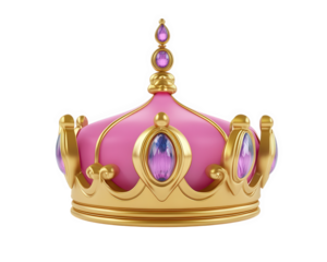 beautiful pink crown with golden accents and colorful gemstones, perfect for princess themed celebration. This charming accessory adds touch of royalty to any event