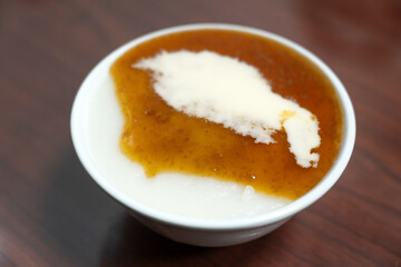 Taiwanese savory rice pudding Wa gui.