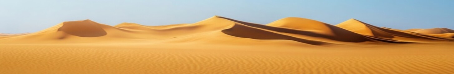 Desert dunes, sand mountains, desert background, panoramic view
