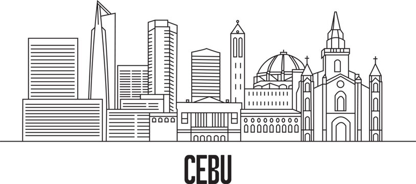 Cebu City Line Draw Simple Minimalist