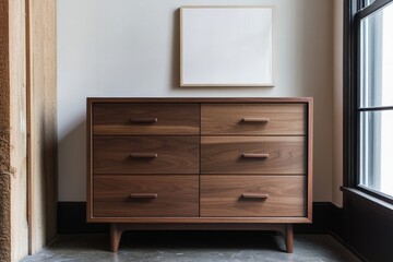 Walnut Six Drawer Chest - Modern Bedroom Furniture