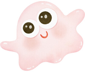 Cute monster characters watercolor texture illustration