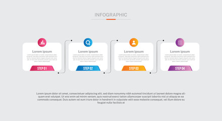 Obraz premium Stylish 4 steps business infographics template, Infographic 4 steps flowchart design, template, info graph template, Professional infographic template business, Infographic with innovative ideas,
